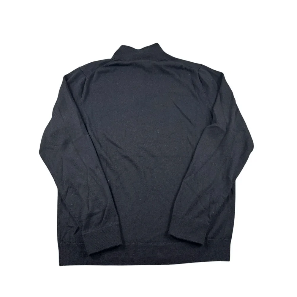 Nordstrom Black Pure Merino Wool 1/2 Zip Mens Pullover Sweater Size Large